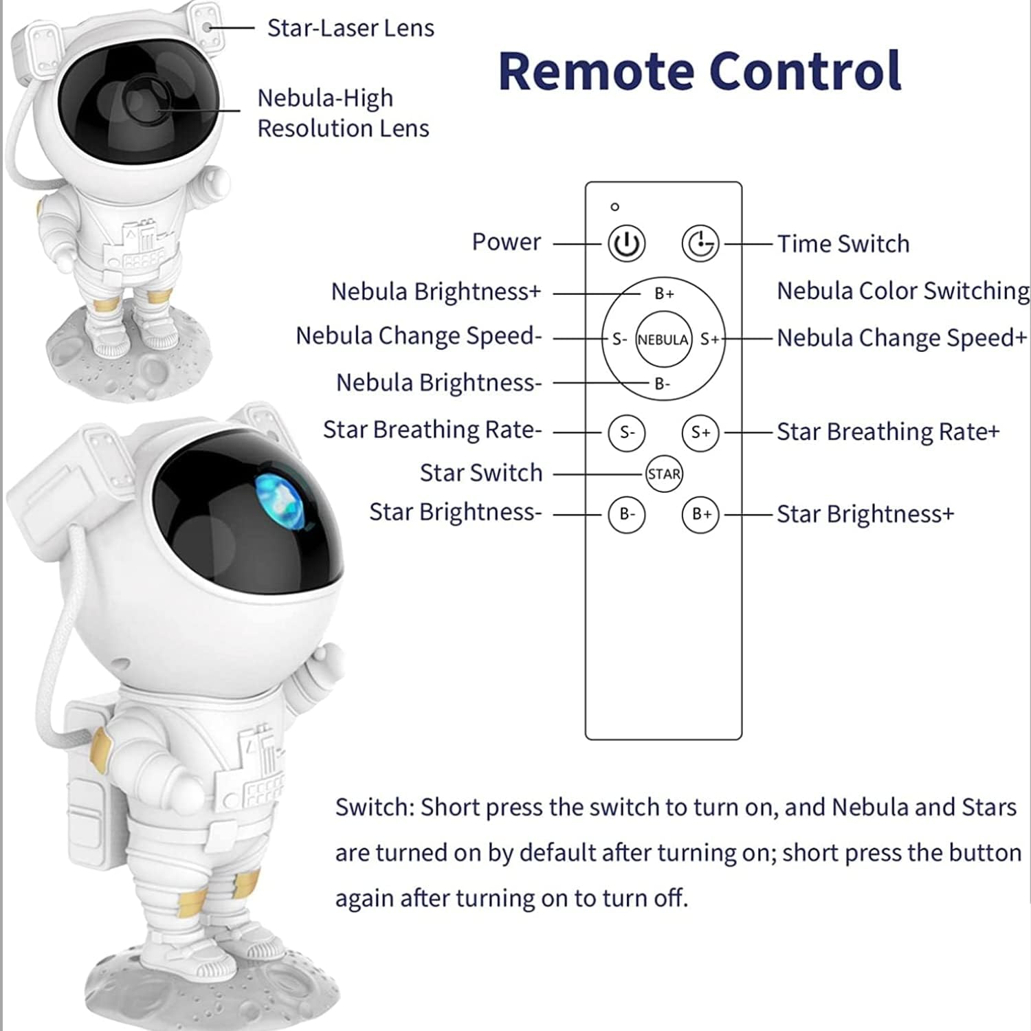 Cute astronaut-themed kids night lamp standing on a moon surface base, with a glowing helmet light and space background. Ideal for children’s bedrooms, this decorative lamp adds a fun outer space vibe. Available at U Smile Toys—perfect gift for little space explorers and kids room decor.